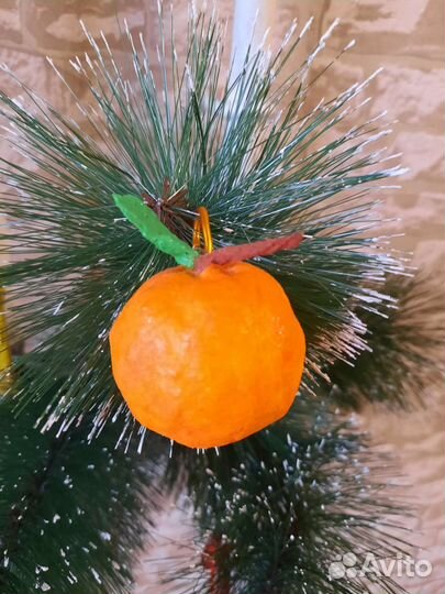 Ватная елочная игрушка Мандарин