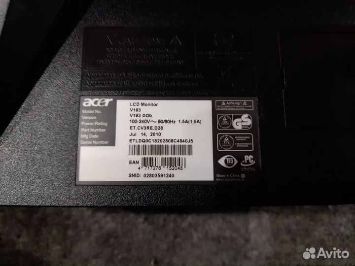 Монитор Acer v193 19