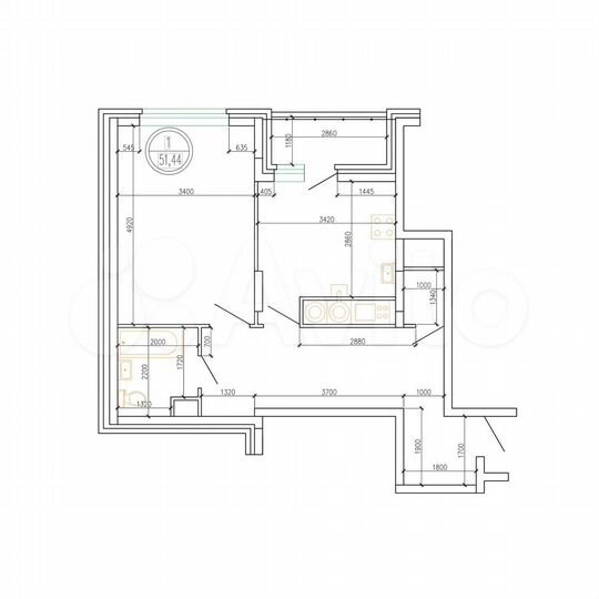 1-к. квартира, 51,9 м², 16/17 эт.