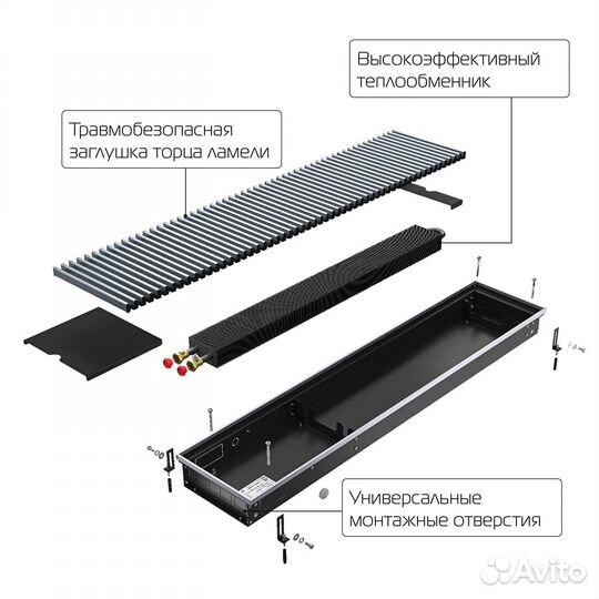 Конвектор внутрипольный Royal Thermo atrium-190/400/2800-DG-U-AU