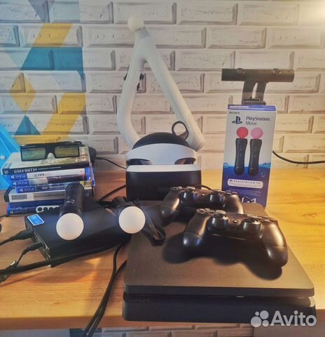 PS4 slim+VR PS4+move, aim controller купить в Москве | Электроника | Авито