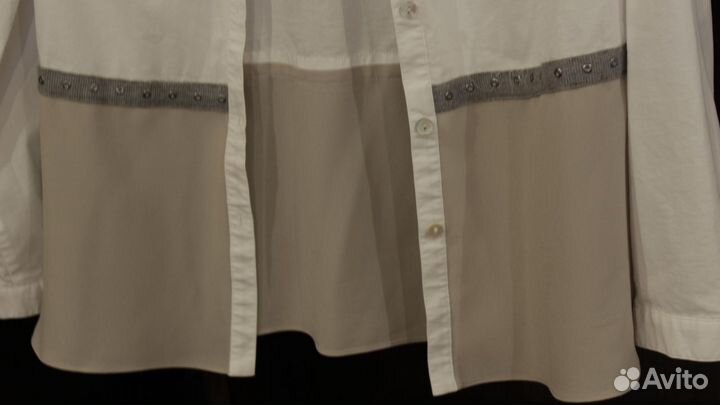 Белая блузка Rabe, хлопок и шёлк, 46р. полный