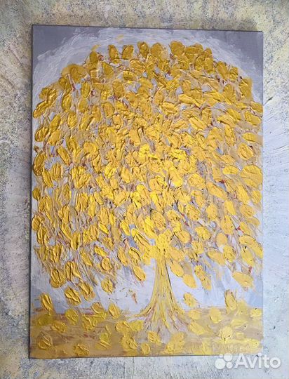 Картина зодотое дерево достатка 70х50х1,8 см