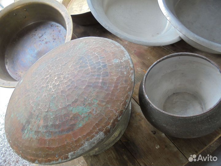 Чугунок.Латунный, алюминиевый тазики.Медный казан