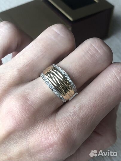 Золотое кольцо бриллианты желтое золото 585 РФ