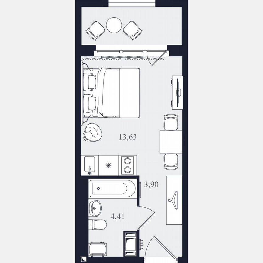 Апартаменты-студия, 21,9 м², 8/24 эт.