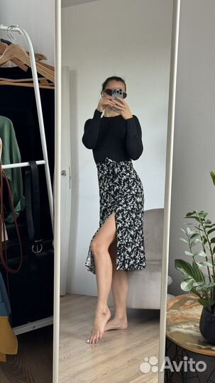 Платье миди черное трикотаж