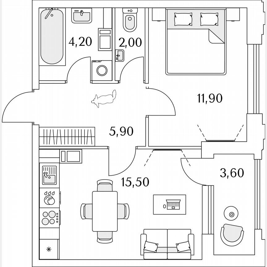 1-к. квартира, 41,3 м², 8/13 эт.