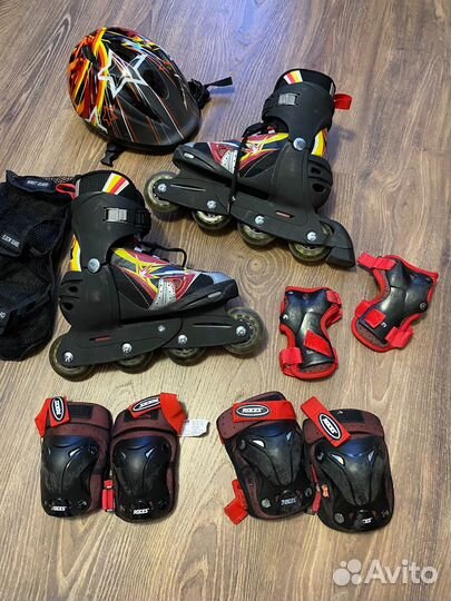 Роликовые коньки Roces р.36-40, защита, шлем