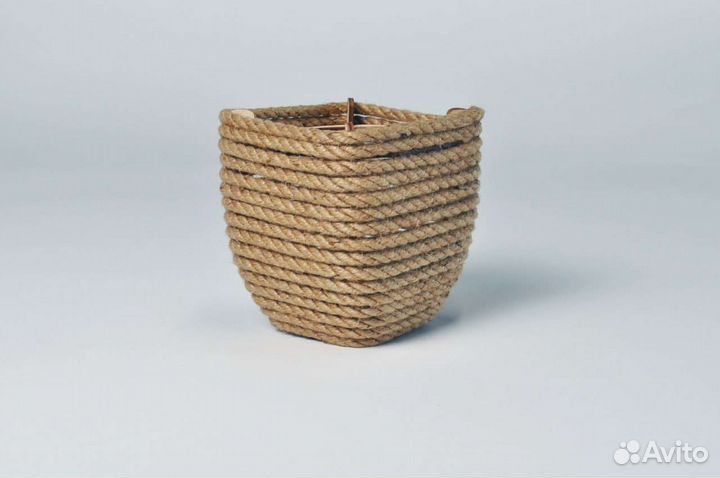 Кашпо из джута. Кашпо квадратное