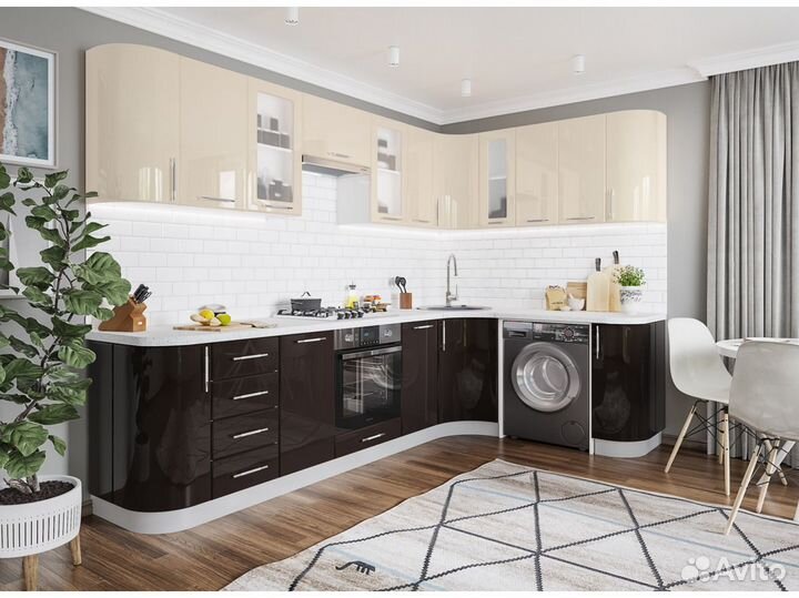 Кухня угловая мдф ваниль с Доставкой