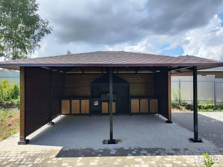 Мангальная зона с крышей