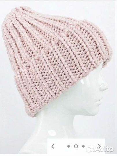 Шапка вязаная на флисе зимняя