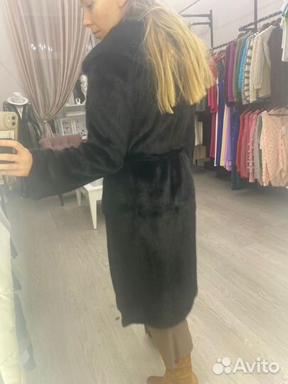 Шуба норковая пальто с капюшоном