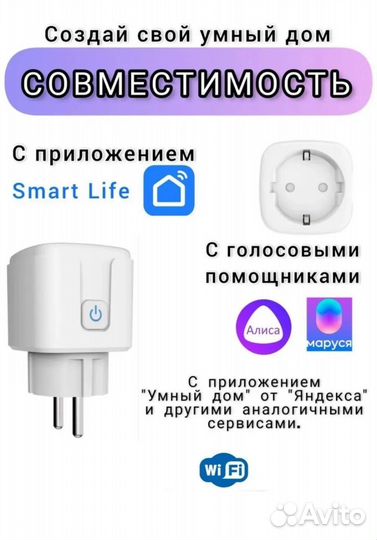 Умная розетка Wi Fi / Работает с Алисой