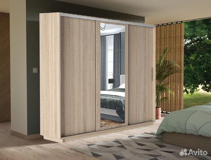 Шкаф купе 1.8м с зеркалом Стоун