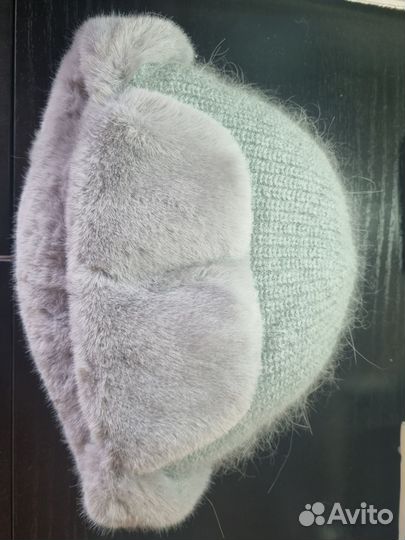 Шапка женская шерстяная эко мех