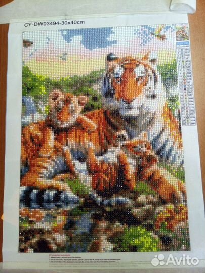 Алмазная мозайка. Тигры картина готова