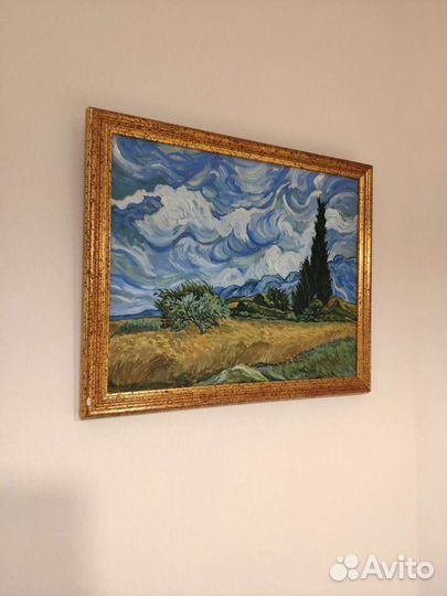 Картина копия Ван Гога Пшеничное поле с кипарисом