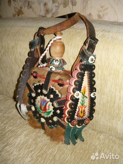 Фляга Венгерская из кожи и меха. 70-80гг