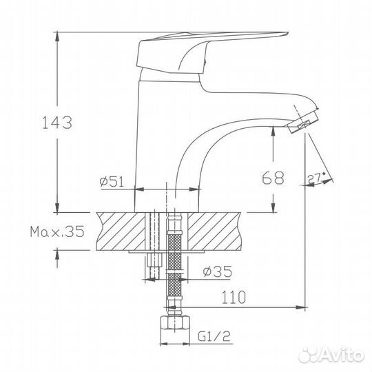 Смеситель для раковины Haiba hb1004 Хром