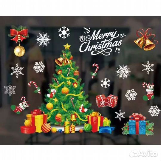 Наклейки новогодние на окно