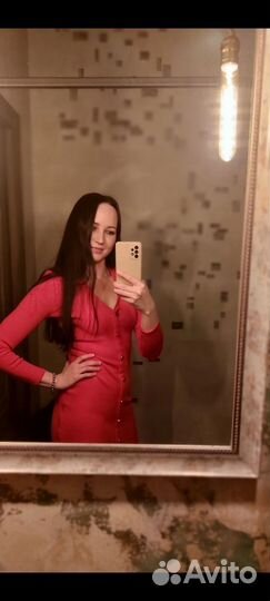 Бандажное красное платье 44-46