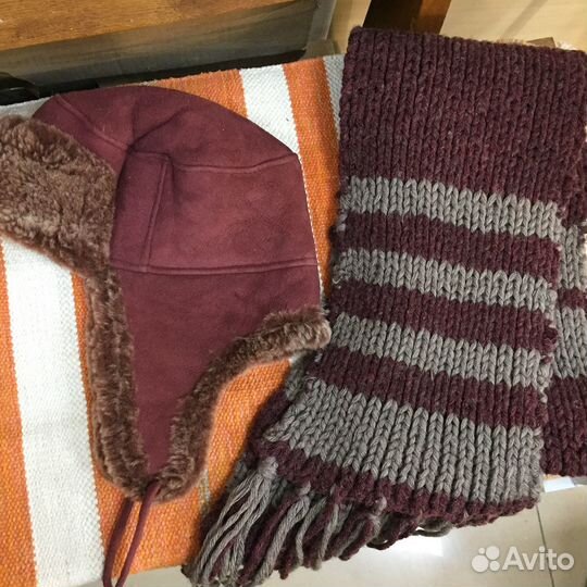 Шапка овчина+шарф