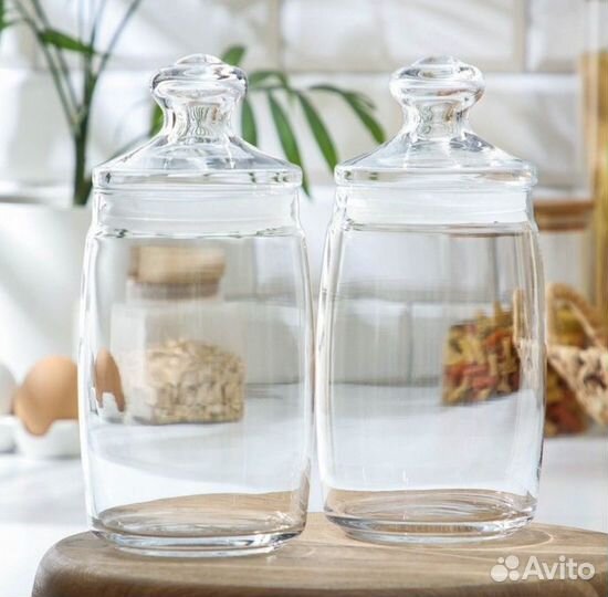 Набор банок для сыпучих продуктов, 1,1 л (2 шт )