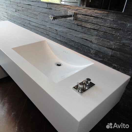 Столешница в ванную из искусственного камня