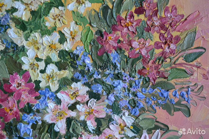 Картина маслом нежные цветы 40*60см