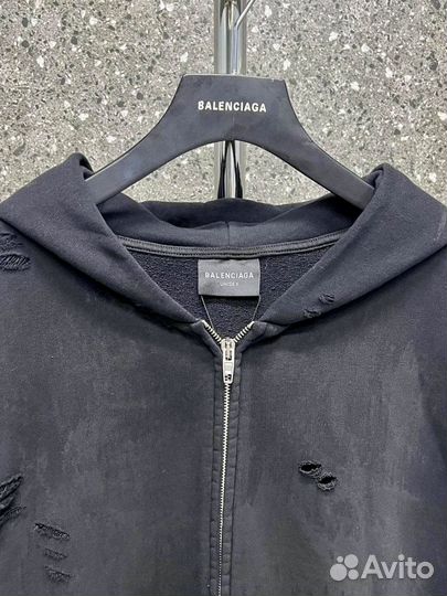 Зип худи Balenciaga Paris Moon черное скейт стиль