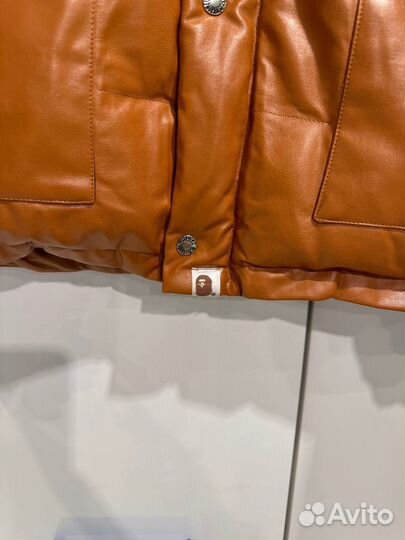 Пуховик Bape Leather Over Brown Logo Оригинал