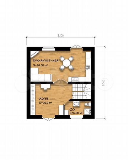 Коттедж 106 м² на участке 7,2 сот.