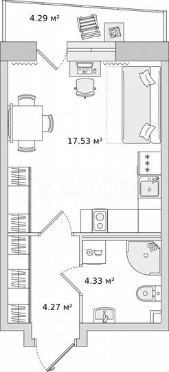 Квартира-студия, 26,1 м², 19/23 эт.