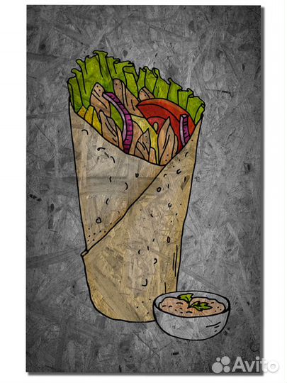 Картина из дерева для кухни, кафе, ресторанов