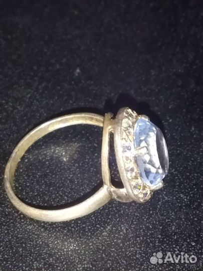 Серебряное кольцо 925, с топазом и фианитами