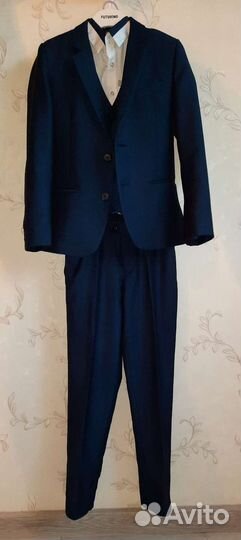 Школьный костюм для мальчика 134 синий+2 пары брюк