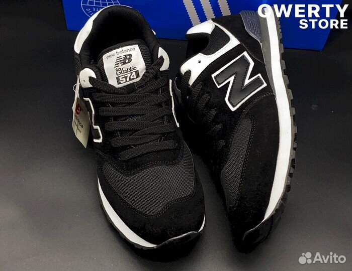 New Balance 574: мужские кроссовки, черные, 41-46