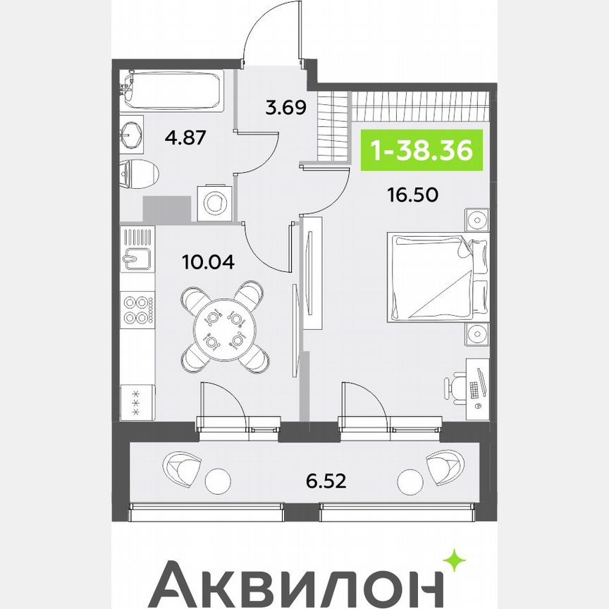 1-к. квартира, 38,4 м², 3/12 эт.