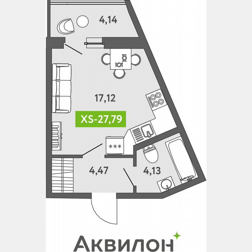 Квартира-студия, 26,9 м², 1/13 эт.