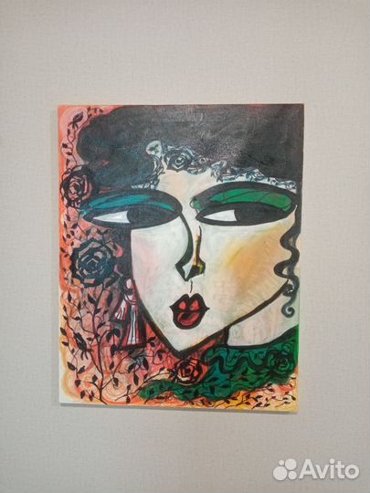 Картина абстракция, девушка