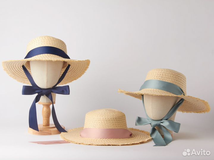 Шляпа соломенная с лентой летняя