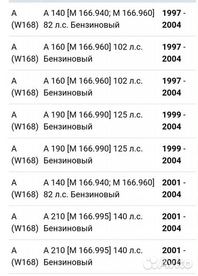 Фильтр масляный Mercedes A (W168)