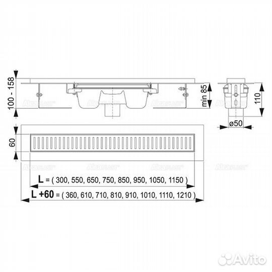 Душевой лоток Alcaplast APZ1001-650