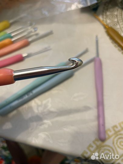 Набор вязальных крючков с силиконовой ручкой, 10шт