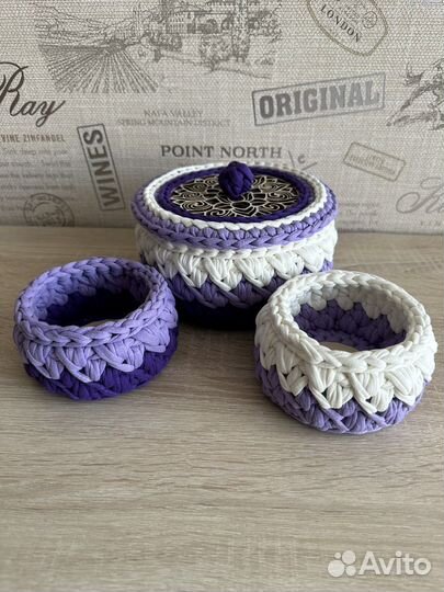 Интерьерные корзинки из трикотажной пряжи