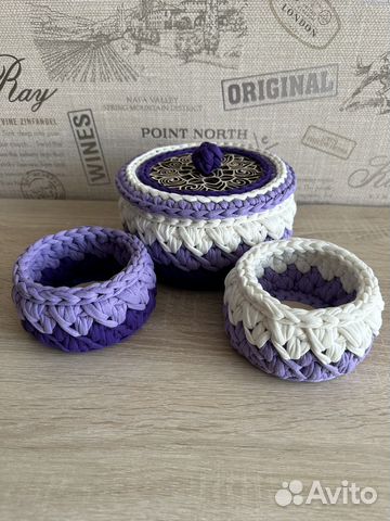 Интерьерные корзинки из трикотажной пряжи