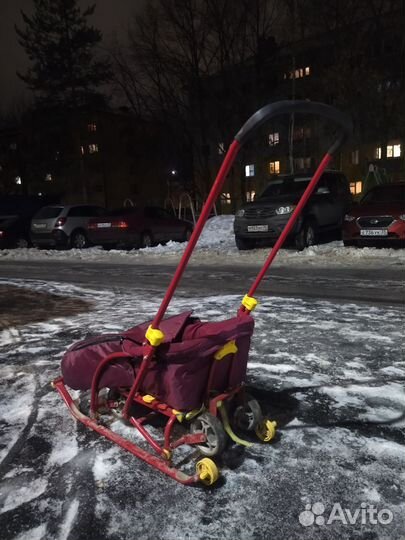 Санки с выдвижными колесами