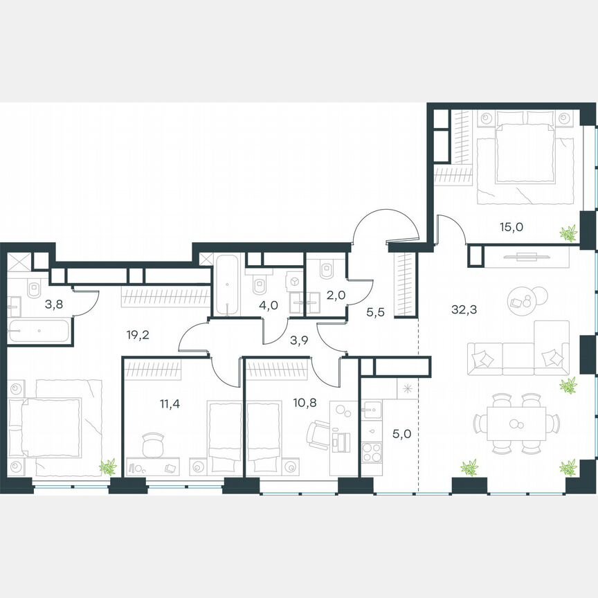 5-к. квартира, 112,9 м², 59/64 эт.